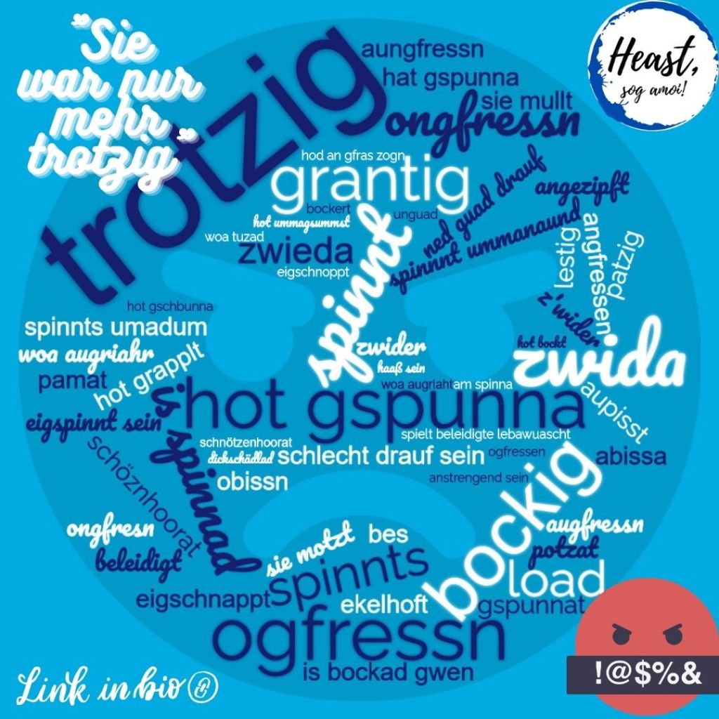 Grantln im Dialekt: Gspunna hot’s, a Gfras ziagts, obissn woar’s, bockig, leid oder schnötznhoorat …