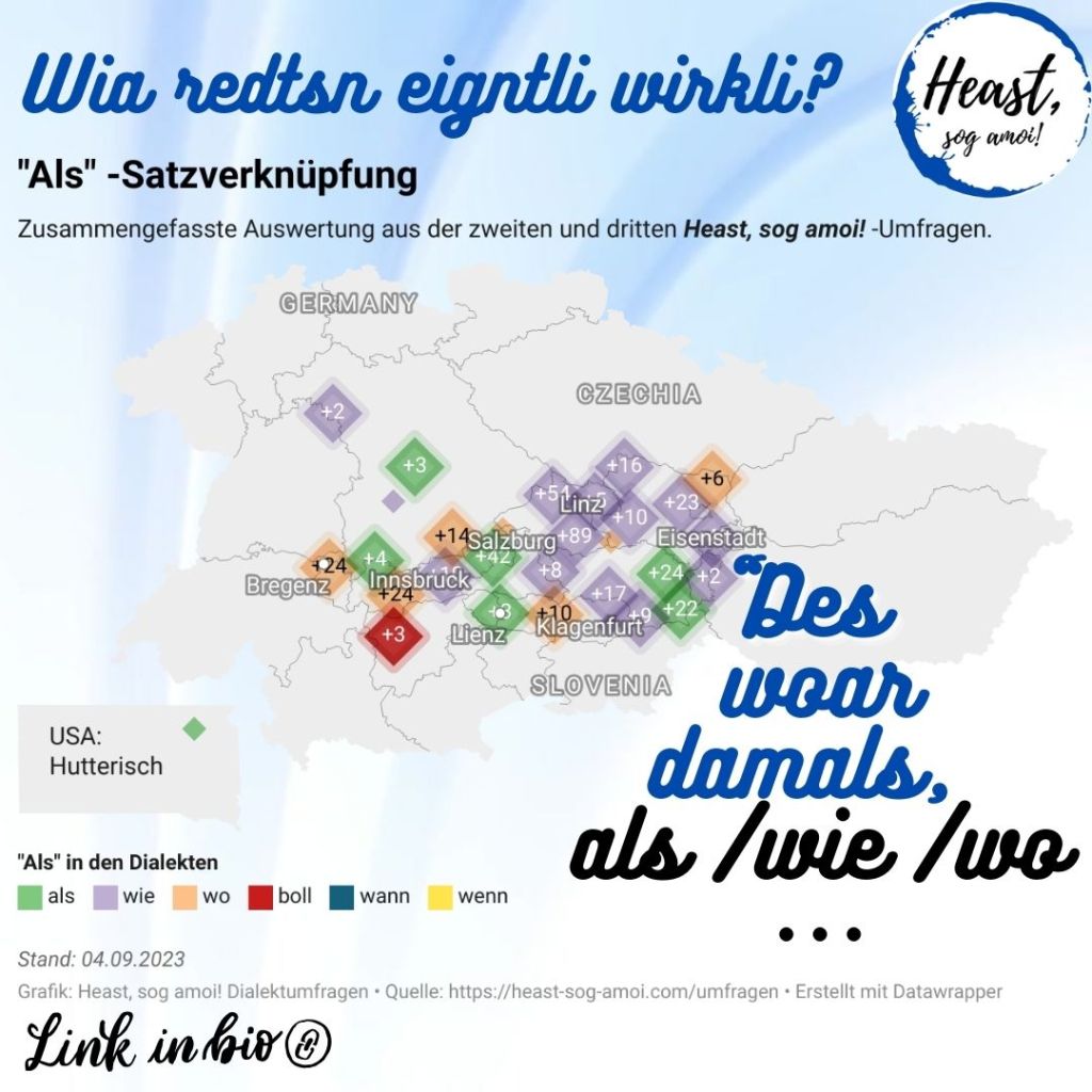 Als wie wenn i wo wann … Satzverknüpfungen im Dialekt